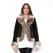 PROMOTION !!! MANTEAU VESTE TENDANCE CUIR BENEDICTE NEUF MARRON TAILLE L