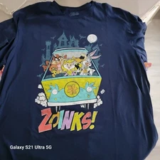 Warner Bros Mens 2XL XXL Graphic Looney Tunes T-shirt Scooby Bus ZOINKS 