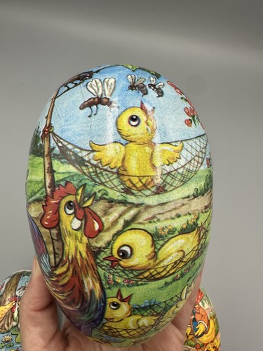 Vintage EASTER BUNNY Paper EGG CANDY CONTAINER Western Germany GDR - Picture 3 of 19