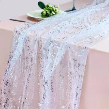 Silver Table Runner 10Ft Gauze Sheer Cheesecloth Runner for Table Sequin Glit...