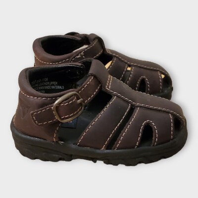 OshKosh B'gosh Fisherman Sandal Shoes Boys Toddler 3M Brown Leather