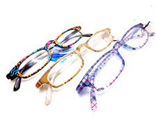 3 pair Lady  READING GLASSES 1.0 Compact thin colorful fun artistic Variety