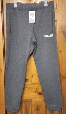 NWT Carhartt Men's WIP College Sweat Pants DARK HEATHER GRAY / WHITE size M