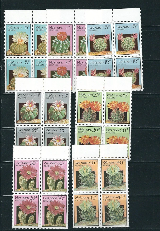 VIETNAM (NORD) 1987 PLANTES CACTUS Ensemble Complet VF MNH Blocs De 4 - Photo 1/1