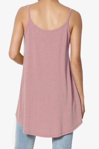TheMogan Women's Scoop V Neck Stretch Draped Jersey Flared Camisole Tunic Top - Picture 250 of 302