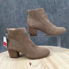 Sole Society Boots Womens 8 M River Ankle Booties Heels Beige Leather Zipper NEW