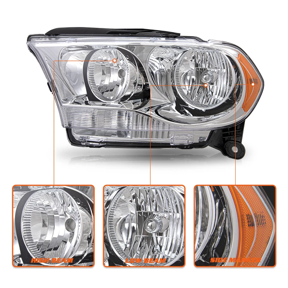 Par de faros cromados ámbar izquierdo y derecho para Dodge Durango 2011-2013 Foto 4 de 4