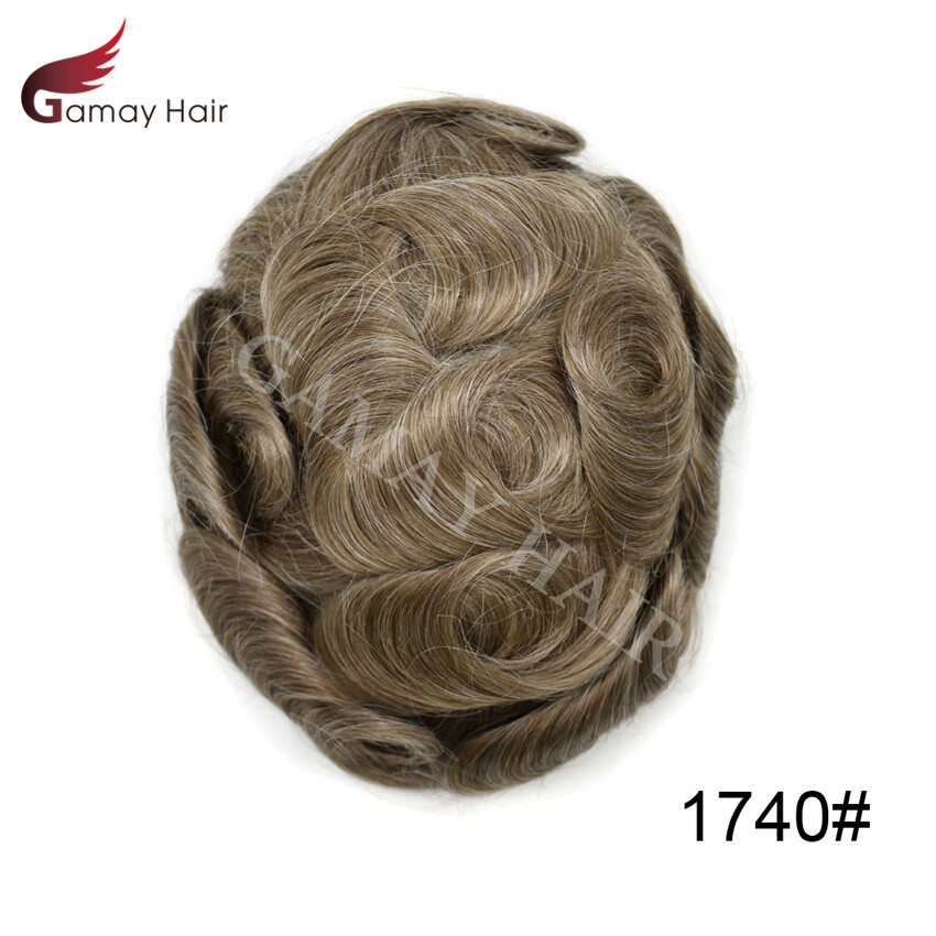 Mens Toupee Hairpiece 0.06mm Thin Skin Invisible V-Loop Poly Pu Hair ...