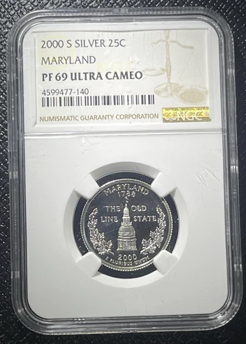 2000-S Maryland SILVER Statehood Quarter NGC PF 69 Ultra Cameo 90% SILVER
