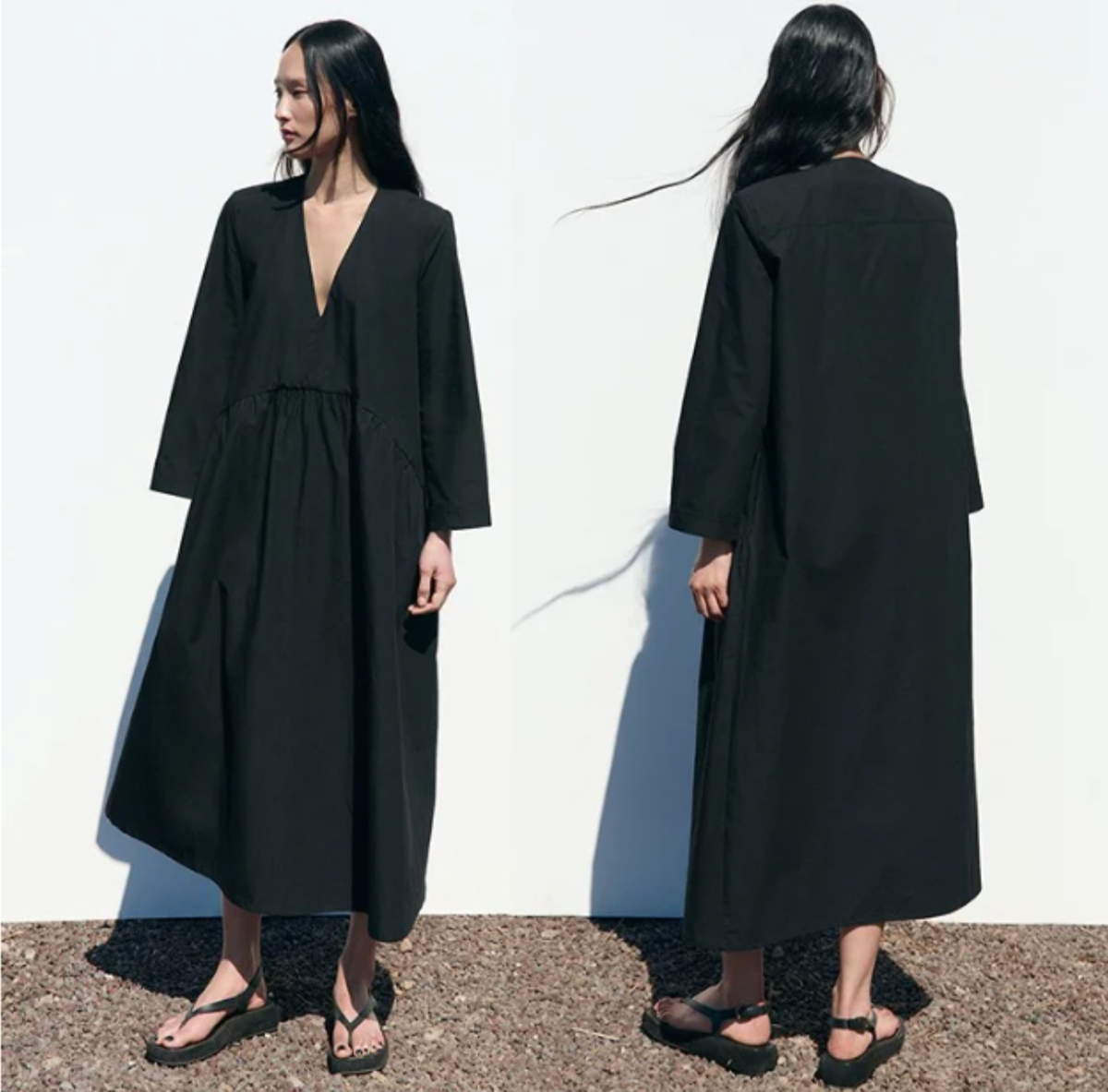 NEW ZARA long black cotton 2183 dress size XS | eBay