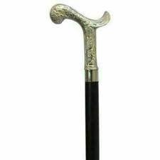 Vintage Solid Brass Derby Head Handle Walking Cane Stick Victorian Antique Gift