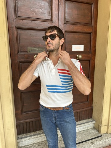 Dolce & Gabbana Hombre Camiseta Polo Rayas Algodón Cuello Punta Años 90 Talla M - Imagen 10 de 24