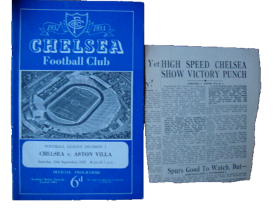 1952/3 Chelsea v Aston Villa with Newspaper Match Report
