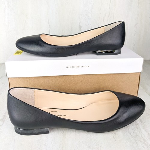 Jessica Simpson Women’s Ginly Black Leather Ballet Flats Shoes US 8 M