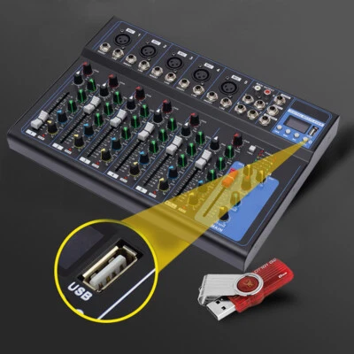 SENDERPICK Mezclador de audio profesional placa de sonido consola escritorio sistema interfaz 7 canales USB