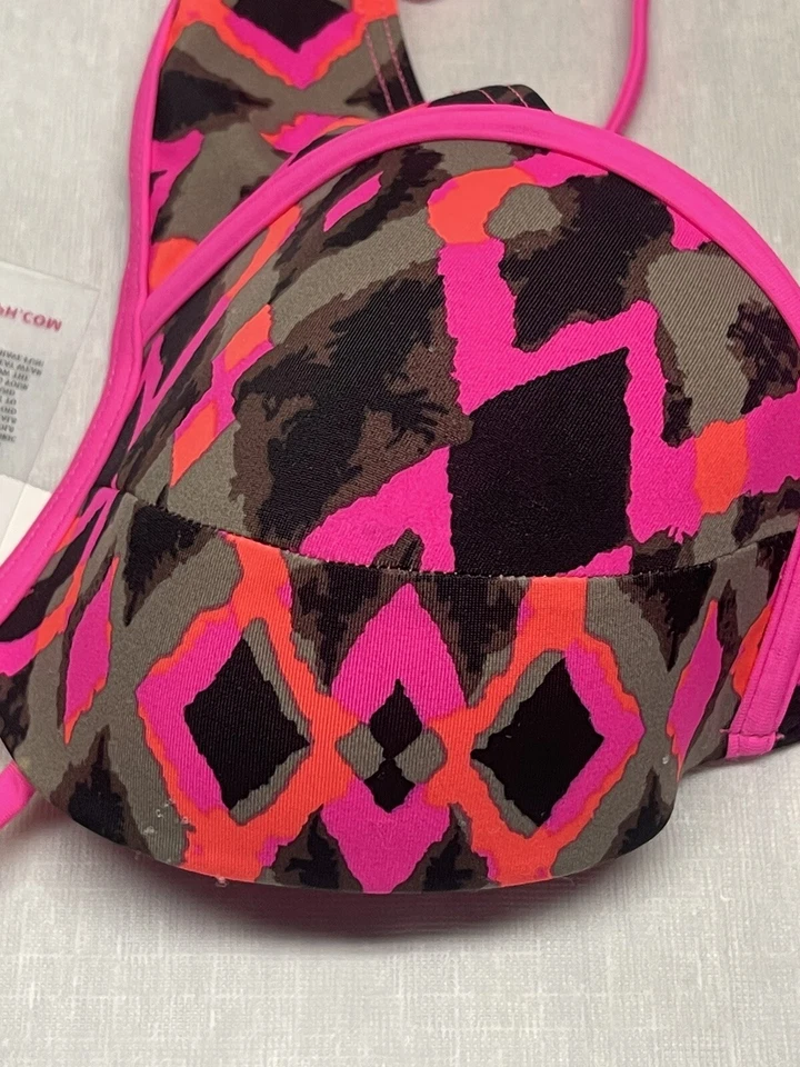 Sapph Damen Neu mit Etikett Bikini Oberteil Rosa Mehrfarbig Gepolstert Bügel Gr. 80B (36C) - Bild 3 von 4