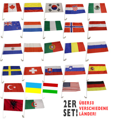 Sonia Originelli Set of 2 ''Car Flag'' Flag World Cup Countries Football Fan New