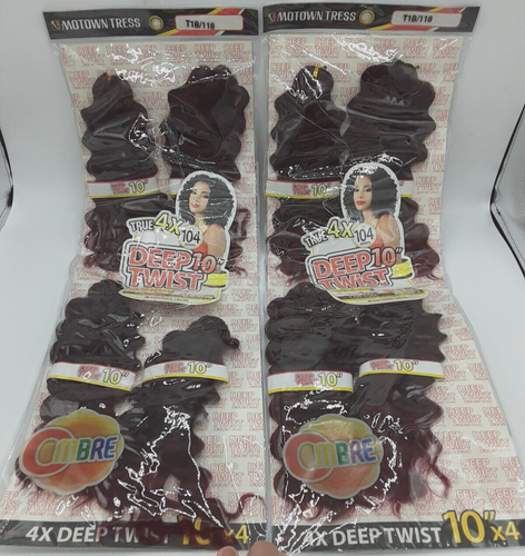 Ombre Motown Tress DEEP TWIST CROCHET TRENZA 10" Color #T1B/118 Castaño Rojizo NUEVO Lote 2 - Imagen 3 de 7