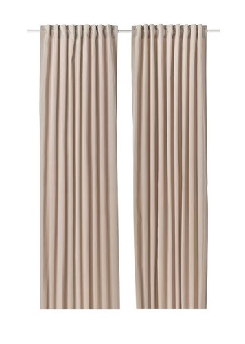 IKEA SANELA PANEL CURTAINS 1 PAIR 100% COTTON VELVET LIGHT BEIGE 55"x98 ...