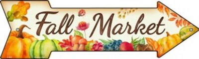 Fall Market Metal Arrow Sign 17'' x 5''