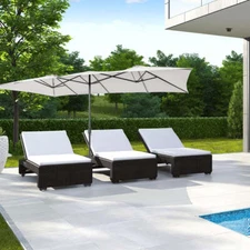 NNECW Double-Sized Patio Umbrella with Crank Handle for Poolside-Beige