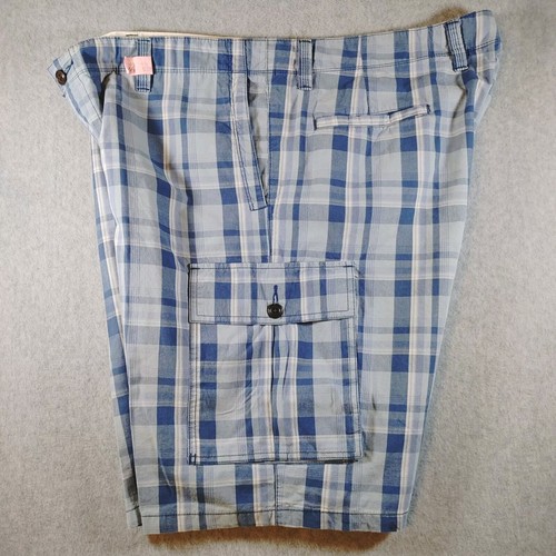 Pantalones Cortos Dockers Para Hombre Azul A Cuadros Frente Plano Talla 42 Bolsillos de Carga Playa Viaje - Imagen 4 de 7