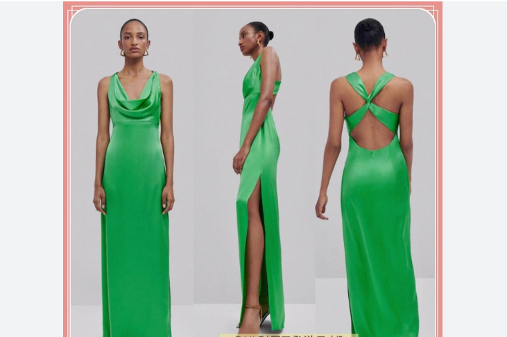 【Massimo Dutti】Long satin dress with round neckline Massimo Dutti | Long Satin Dress With Round Neckline