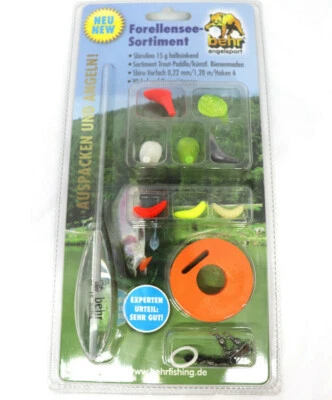 BEHR Forellensee-Sortiment Forellen Set Sbirolino Trout Paddle Bienenmaden Vorfach