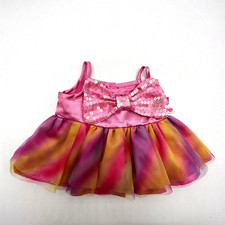 Build a Bear Pink Yellow Purple Tie Dye Dress Tulle Satin Sequin Teddy Clothes