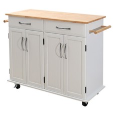 Beech Countertop Kitchen Island Storage Trolley Rolling Serving Cart Cupboard