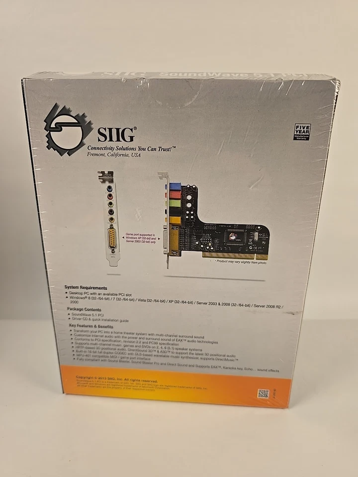 New In Box Sound Card SIIG SoundWave 5.1 PCI (IC510012S2) Sound Card FAST SHIP'N - Image 4 of 4