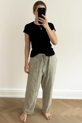 Leinenhose Leinen Hose Limé Mint Lounge Wear Pyjama Pyjamahose Scandi Basic