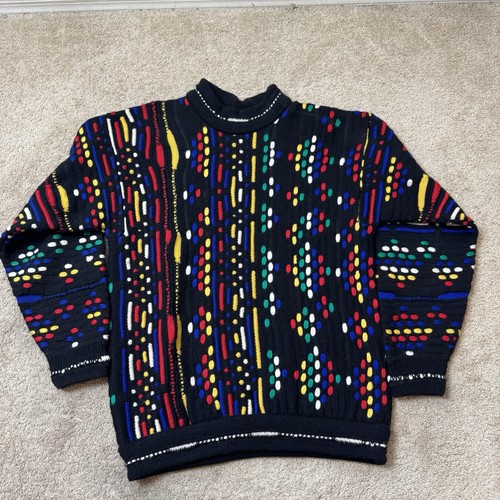 VTG Coogi Australia Men’s Medium Sweater Retro Knit Biggie Oversized Multicolor - 第 1/6 張圖片