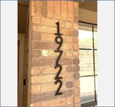 Vertical Metal House Numbers, 6" Connected Numbers Address Sign Made For Easy