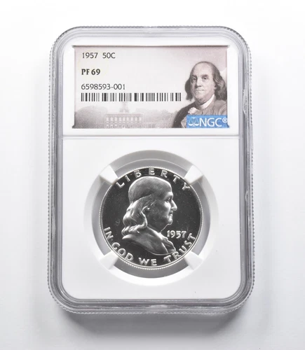PF69 1957 Proof Franklin Half Dollar NGC Graded White Coin Spot Free PR69 *6267