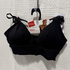 Hanes Supersoft Longline Bralette Black Size XS