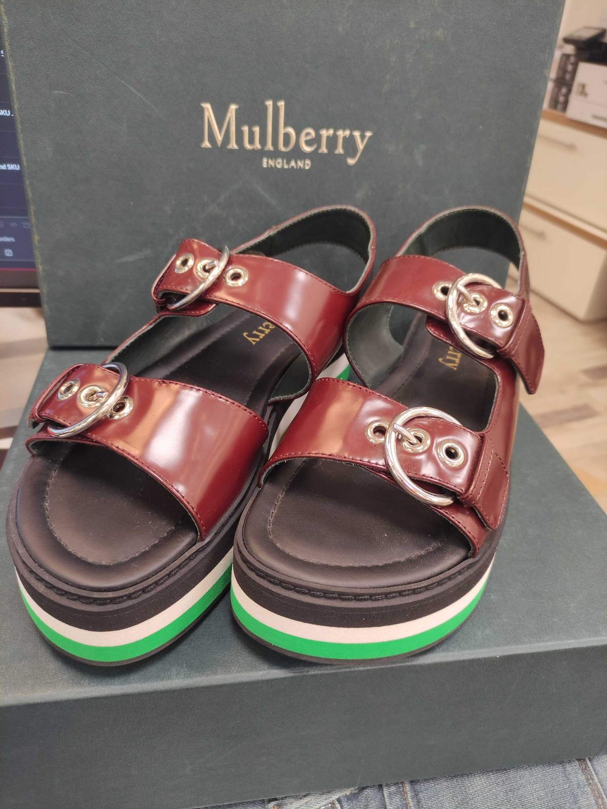 MULBERRY Women Venezia Flats Burgundy Size EU 40 RRP £495 image 6