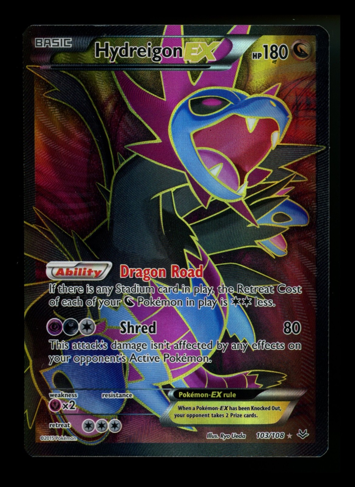 #3 Hydreigon EX 103/108 XY Roaring Skies 2015 Full Art Holo Pokémon Card TCG