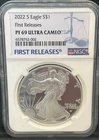 2022-S SILVER EAGLE NGC PF69 ULTRA CAMEO AMERICAN EAGLE First Releases