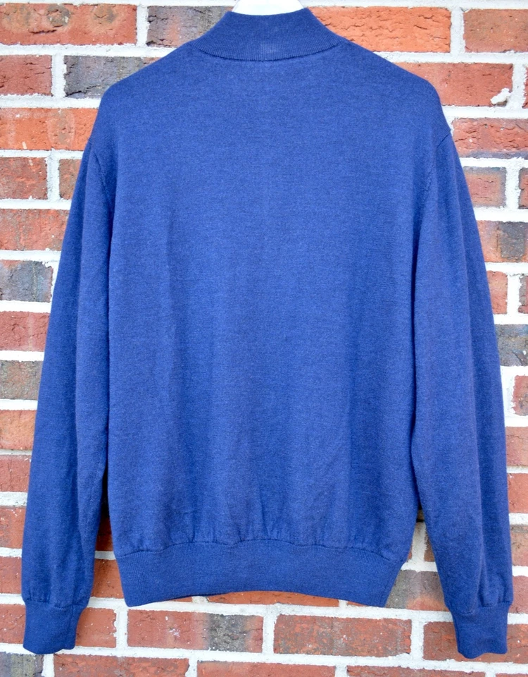 Turtleson Men's Medium Lined 100% Extra Fine Merino Wool 1/4 Zip Pullover Blue - Image 3 of 4