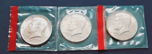 1968 1969 1970 D BU Kennedy Half Dollars!  50c 3 Coin Lot 40% Silver!!  L383