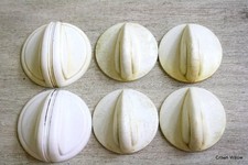 Vintage Knobs - White Plastic - Supplies - Salvaged - Set of Six