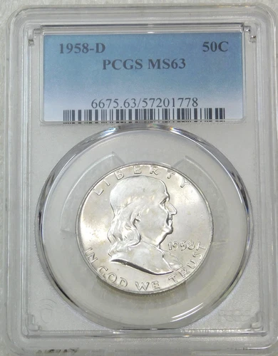 1958-D Franklin Half Dollar PCGS MS63 98% FBL Frosty & Bright Luster #P268A