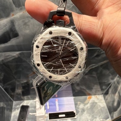 AUDEMARS PIGUET×Swatch  Oak ブラック腕時計 Swatch x Audemars Piguet Royal Oak Quartz Black Dial Silver Case