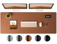 Leather Desk Pad Protector Large Mouse Pad Office Mat Non-Slip Brown