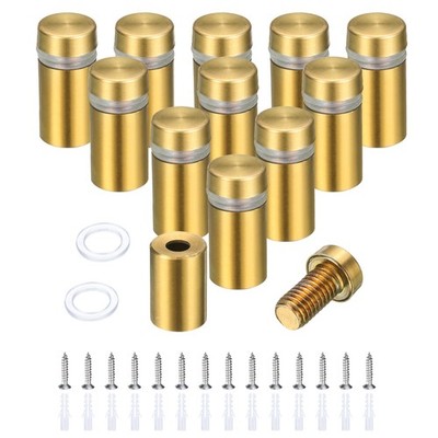 12 Pcs 1/2'' x 1'' Standoff Screw with 14pcs Screws for Hanging, Brushed Gold
