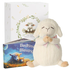 Baptism Gifts for Girls and Newborn Baby, Christening Gifts Set, 7" Praying Lamb
