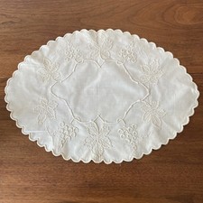 Vintage Embroidered Table Topper. Exc Cond. 20  x14.5  Gorgeous High Quality 