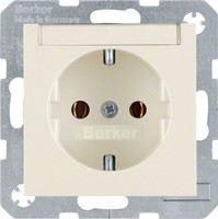 Berker 47508982 Steckdose Schuko Beschriftungsf. S.1/B.3/B.7 Cremeweiß GläNzend