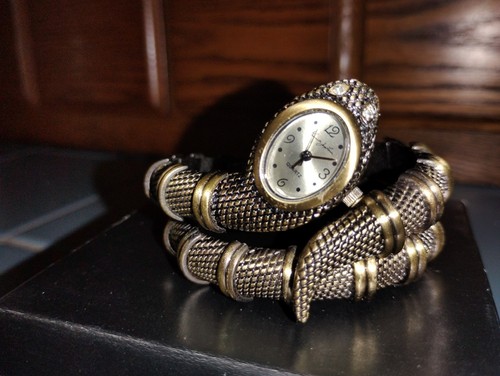Kenneth Jay Lane Quartz Watch Women Bronze Japan Movt Snake - Picture 6 of 9